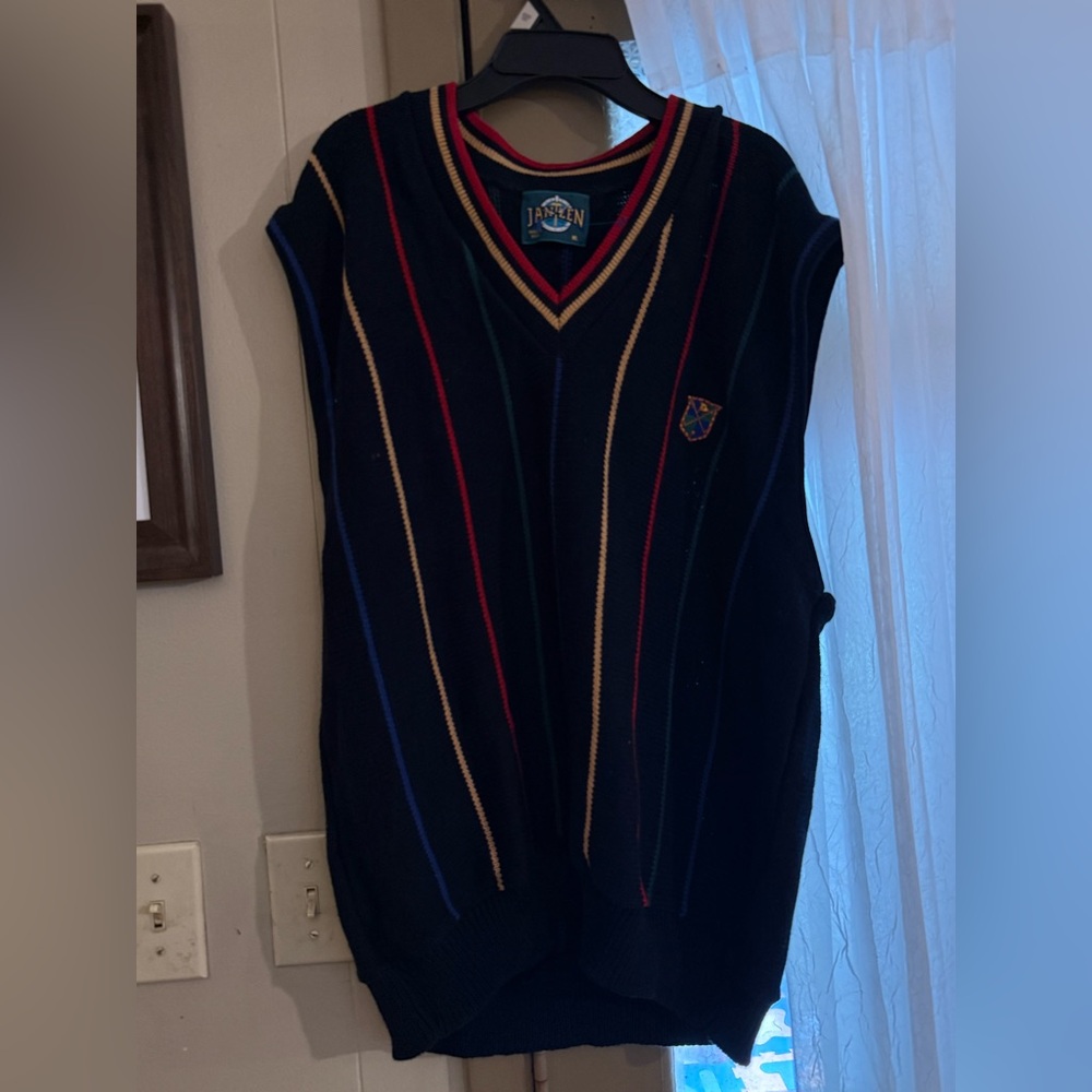 Jantzen Black and Red V-Neck Sweater